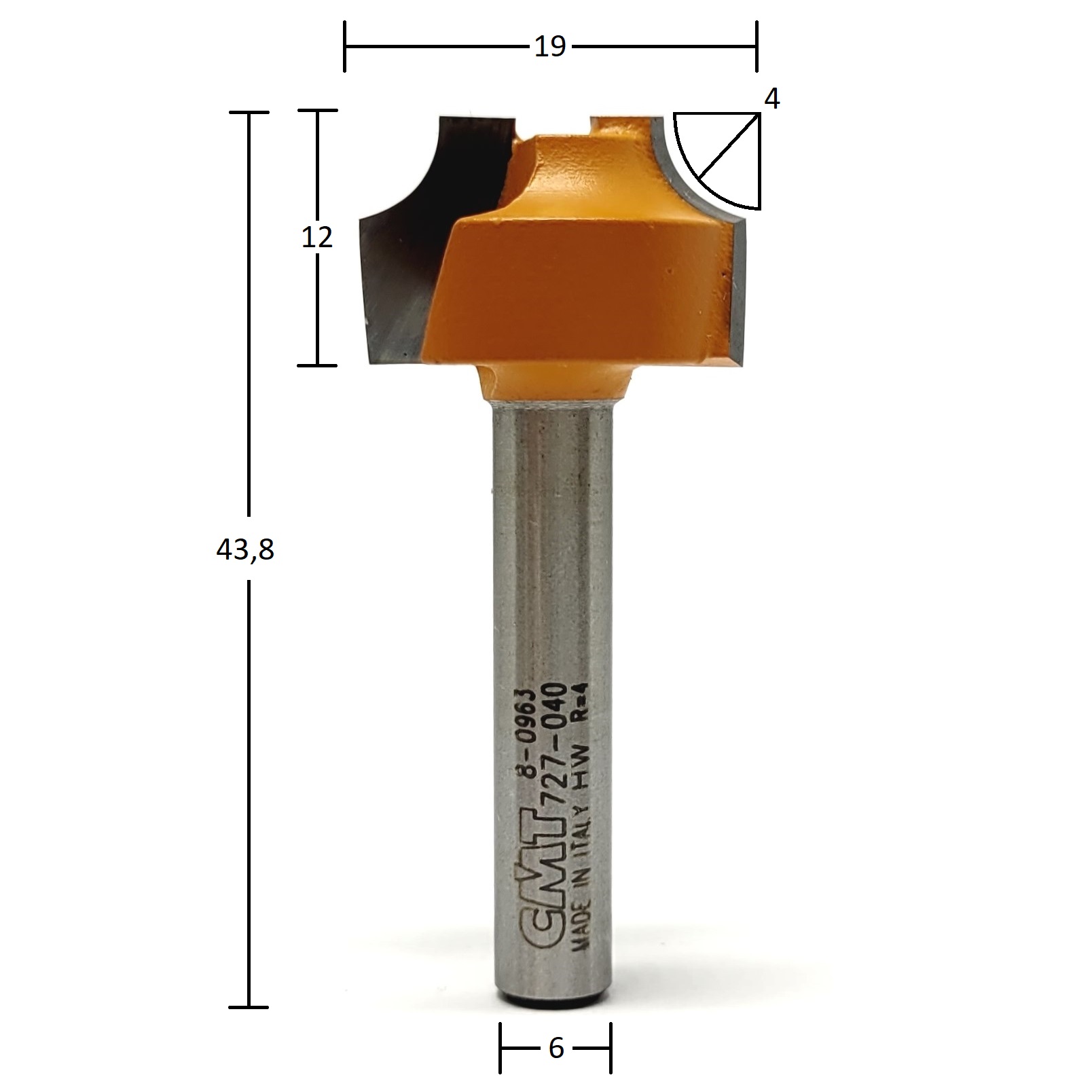 Fresa com Raio Côncavo HW Ø19x4mm - marca CMT - Cód. 727.040.11